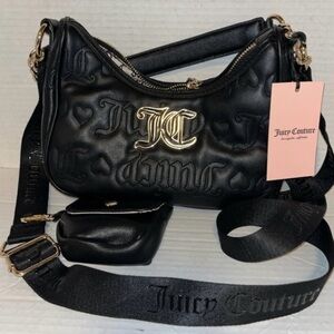 Juicy By Juicy Couture Black League Hobo Bag Y2K Style Quilted Velour NWT